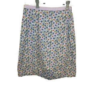 Boden Straight Pencil Skirt 2 Purple Blue Floral Dainty Hippie Boho
